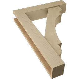 Ekena Millwork - BKTUR0554X28X40OLY05RCPR - Timberthane Faux Wood Olympic Style Bracket w/ Offset Brace, Block Ends, 5 1/2"W x 28"D x 40"H, Primed Tan