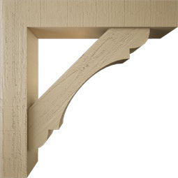 Ekena Millwork - BKTUR0554X30X30OLY05RCPR - Timberthane Faux Wood Olympic Style Bracket w/ Offset Brace, Block Ends, 5 1/2"W x 30"D x 30"H, Primed Tan