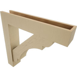 Ekena Millwork - BKTUR0554X30X30OLY05RCPR - Timberthane Faux Wood Olympic Style Bracket w/ Offset Brace, Block Ends, 5 1/2"W x 30"D x 30"H, Primed Tan