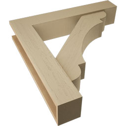 Ekena Millwork - BKTUR0554X30X30OLY05RCPR - Timberthane Faux Wood Olympic Style Bracket w/ Offset Brace, Block Ends, 5 1/2"W x 30"D x 30"H, Primed Tan