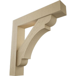 Ekena Millwork - BKTUR0554X30X30OLY05RCPR - Timberthane Faux Wood Olympic Style Bracket w/ Offset Brace, Block Ends, 5 1/2"W x 30"D x 30"H, Primed Tan
