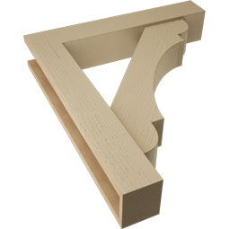 Ekena Millwork - BKTUR0554X30X34OLY05RCPR - Timberthane Faux Wood Olympic Style Bracket w/ Offset Brace, Block Ends, 5 1/2"W x 30"D x 34"H, Primed Tan