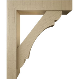 Ekena Millwork - BKTUR0554X30X36OLY05RCPR - Timberthane Faux Wood Olympic Style Bracket w/ Offset Brace, Block Ends, 5 1/2"W x 30"D x 36"H, Primed Tan