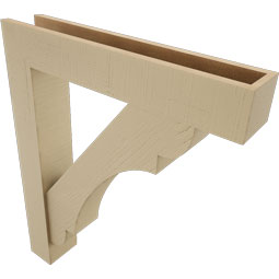 Ekena Millwork - BKTUR0554X30X36OLY05RCPR - Timberthane Faux Wood Olympic Style Bracket w/ Offset Brace, Block Ends, 5 1/2"W x 30"D x 36"H, Primed Tan
