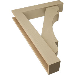 Ekena Millwork - BKTUR0554X30X42OLY05RCPR - Timberthane Faux Wood Olympic Style Bracket w/ Offset Brace, Block Ends, 5 1/2"W x 30"D x 42"H, Primed Tan