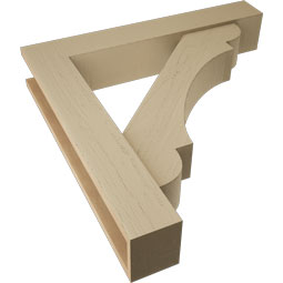 Ekena Millwork - BKTUR0554X32X32OLY05RCPR - Timberthane Faux Wood Olympic Style Bracket w/ Offset Brace, Block Ends, 5 1/2"W x 32"D x 32"H, Primed Tan