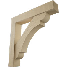 Ekena Millwork - BKTUR0554X32X32OLY05RCPR - Timberthane Faux Wood Olympic Style Bracket w/ Offset Brace, Block Ends, 5 1/2"W x 32"D x 32"H, Primed Tan