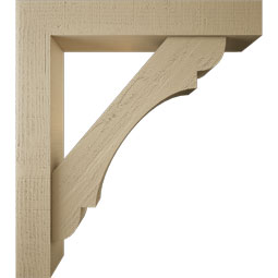 Ekena Millwork - BKTUR0554X32X36OLY05RCPR - Timberthane Faux Wood Olympic Style Bracket w/ Offset Brace, Block Ends, 5 1/2"W x 32"D x 36"H, Primed Tan