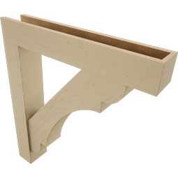 Ekena Millwork - BKTUR0554X32X36OLY05RCPR - Timberthane Faux Wood Olympic Style Bracket w/ Offset Brace, Block Ends, 5 1/2"W x 32"D x 36"H, Primed Tan