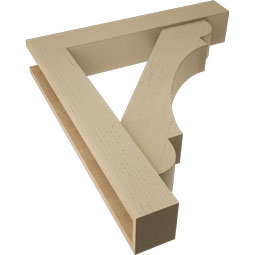 Ekena Millwork - BKTUR0554X32X36OLY05RCPR - Timberthane Faux Wood Olympic Style Bracket w/ Offset Brace, Block Ends, 5 1/2"W x 32"D x 36"H, Primed Tan