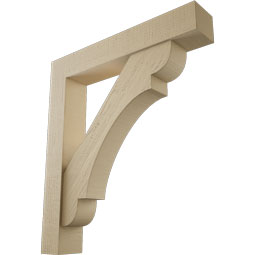 Ekena Millwork - BKTUR0554X32X36OLY05RCPR - Timberthane Faux Wood Olympic Style Bracket w/ Offset Brace, Block Ends, 5 1/2"W x 32"D x 36"H, Primed Tan