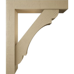 Ekena Millwork - BKTUR0554X32X38OLY05RCPR - Timberthane Faux Wood Olympic Style Bracket w/ Offset Brace, Block Ends, 5 1/2"W x 32"D x 38"H, Primed Tan