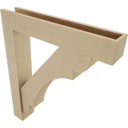 Ekena Millwork - BKTUR0554X32X38OLY05RCPR - Timberthane Faux Wood Olympic Style Bracket w/ Offset Brace, Block Ends, 5 1/2"W x 32"D x 38"H, Primed Tan