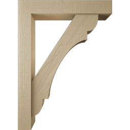Ekena Millwork - BKTUR0554X32X44OLY05RCPR - Timberthane Faux Wood Olympic Style Bracket w/ Offset Brace, Block Ends, 5 1/2"W x 32"D x 44"H, Primed Tan