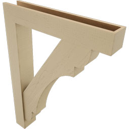 Ekena Millwork - BKTUR0554X32X44OLY05RCPR - Timberthane Faux Wood Olympic Style Bracket w/ Offset Brace, Block Ends, 5 1/2"W x 32"D x 44"H, Primed Tan
