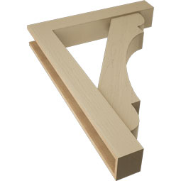 Ekena Millwork - BKTUR0554X32X44OLY05RCPR - Timberthane Faux Wood Olympic Style Bracket w/ Offset Brace, Block Ends, 5 1/2"W x 32"D x 44"H, Primed Tan