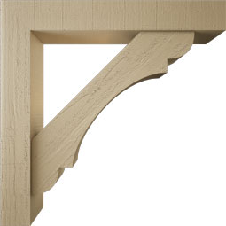 Ekena Millwork - BKTUR0554X34X34OLY05RCPR - Timberthane Faux Wood Olympic Style Bracket w/ Offset Brace, Block Ends, 5 1/2"W x 34"D x 34"H, Primed Tan
