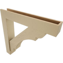 Ekena Millwork - BKTUR0554X34X34OLY05RCPR - Timberthane Faux Wood Olympic Style Bracket w/ Offset Brace, Block Ends, 5 1/2"W x 34"D x 34"H, Primed Tan