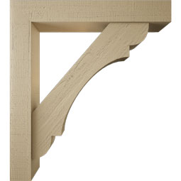 Ekena Millwork - BKTUR0554X34X38OLY05RCPR - Timberthane Faux Wood Olympic Style Bracket w/ Offset Brace, Block Ends, 5 1/2"W x 34"D x 38"H, Primed Tan