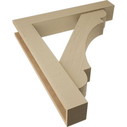 Ekena Millwork - BKTUR0554X34X38OLY05RCPR - Timberthane Faux Wood Olympic Style Bracket w/ Offset Brace, Block Ends, 5 1/2"W x 34"D x 38"H, Primed Tan