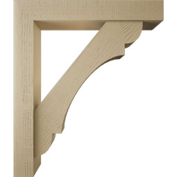 Ekena Millwork - BKTUR0554X34X40OLY05RCPR - Timberthane Faux Wood Olympic Style Bracket w/ Offset Brace, Block Ends, 5 1/2"W x 34"D x 40"H, Primed Tan