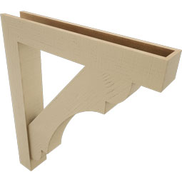 Ekena Millwork - BKTUR0554X34X40OLY05RCPR - Timberthane Faux Wood Olympic Style Bracket w/ Offset Brace, Block Ends, 5 1/2"W x 34"D x 40"H, Primed Tan