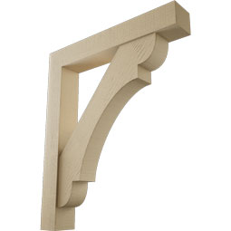 Ekena Millwork - BKTUR0554X34X40OLY05RCPR - Timberthane Faux Wood Olympic Style Bracket w/ Offset Brace, Block Ends, 5 1/2"W x 34"D x 40"H, Primed Tan