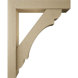 Ekena Millwork - BKTUR0554X34X42OLY05RCPR - Timberthane Faux Wood Olympic Style Bracket w/ Offset Brace, Block Ends, 5 1/2"W x 34"D x 42"H, Primed Tan