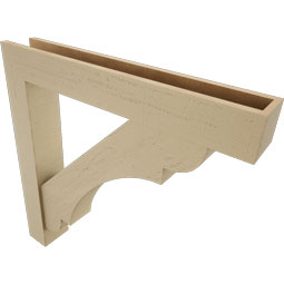 Ekena Millwork - BKTUR0554X36X36OLY05RCPR - Timberthane Faux Wood Olympic Style Bracket w/ Offset Brace, Block Ends, 5 1/2"W x 36"D x 36"H, Primed Tan