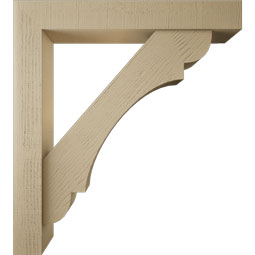 Ekena Millwork - BKTUR0554X36X40OLY05RCPR - Timberthane Faux Wood Olympic Style Bracket w/ Offset Brace, Block Ends, 5 1/2"W x 36"D x 40"H, Primed Tan