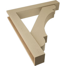 Ekena Millwork - BKTUR0554X36X40OLY05RCPR - Timberthane Faux Wood Olympic Style Bracket w/ Offset Brace, Block Ends, 5 1/2"W x 36"D x 40"H, Primed Tan
