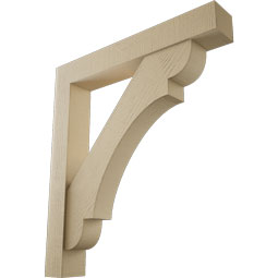 Ekena Millwork - BKTUR0554X36X40OLY05RCPR - Timberthane Faux Wood Olympic Style Bracket w/ Offset Brace, Block Ends, 5 1/2"W x 36"D x 40"H, Primed Tan