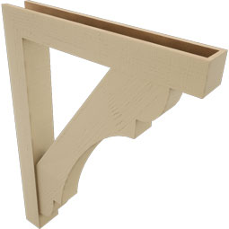 Ekena Millwork - BKTUR0554X36X48OLY05RCPR - Timberthane Faux Wood Olympic Style Bracket w/ Offset Brace, Block Ends, 5 1/2"W x 36"D x 48"H, Primed Tan