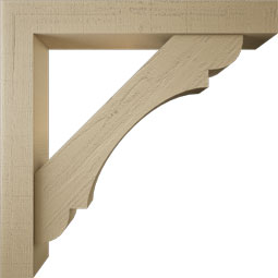 Ekena Millwork - BKTUR0554X38X38OLY05RCPR - Timberthane Faux Wood Olympic Style Bracket w/ Offset Brace, Block Ends, 5 1/2"W x 38"D x 38"H, Primed Tan