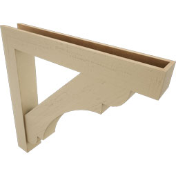 Ekena Millwork - BKTUR0554X38X38OLY05RCPR - Timberthane Faux Wood Olympic Style Bracket w/ Offset Brace, Block Ends, 5 1/2"W x 38"D x 38"H, Primed Tan