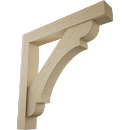 Ekena Millwork - BKTUR0554X38X38OLY05RCPR - Timberthane Faux Wood Olympic Style Bracket w/ Offset Brace, Block Ends, 5 1/2"W x 38"D x 38"H, Primed Tan