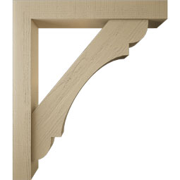 Ekena Millwork - BKTUR0554X38X44OLY05RCPR - Timberthane Faux Wood Olympic Style Bracket w/ Offset Brace, Block Ends, 5 1/2"W x 38"D x 44"H, Primed Tan