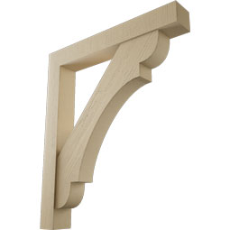 Ekena Millwork - BKTUR0554X38X44OLY05RCPR - Timberthane Faux Wood Olympic Style Bracket w/ Offset Brace, Block Ends, 5 1/2"W x 38"D x 44"H, Primed Tan
