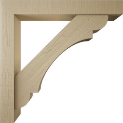 Ekena Millwork - BKTUR0554X40X40OLY05RCPR - Timberthane Faux Wood Olympic Style Bracket w/ Offset Brace, Block Ends, 5 1/2"W x 40"D x 40"H, Primed Tan
