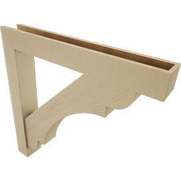 Ekena Millwork - BKTUR0554X40X40OLY05RCPR - Timberthane Faux Wood Olympic Style Bracket w/ Offset Brace, Block Ends, 5 1/2"W x 40"D x 40"H, Primed Tan