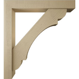 Ekena Millwork - BKTUR0554X40X44OLY05RCPR - Timberthane Faux Wood Olympic Style Bracket w/ Offset Brace, Block Ends, 5 1/2"W x 40"D x 44"H, Primed Tan