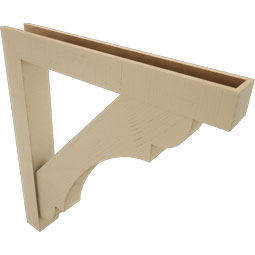 Ekena Millwork - BKTUR0554X40X44OLY05RCPR - Timberthane Faux Wood Olympic Style Bracket w/ Offset Brace, Block Ends, 5 1/2"W x 40"D x 44"H, Primed Tan