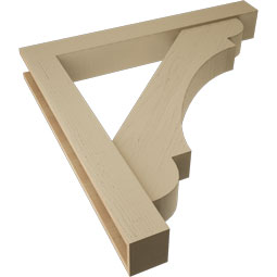 Ekena Millwork - BKTUR0554X42X42OLY05RCPR - Timberthane Faux Wood Olympic Style Bracket w/ Offset Brace, Block Ends, 5 1/2"W x 42"D x 42"H, Primed Tan