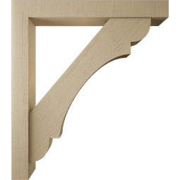 Ekena Millwork - BKTUR0554X42X48OLY05RCPR - Timberthane Faux Wood Olympic Style Bracket w/ Offset Brace, Block Ends, 5 1/2"W x 42"D x 48"H, Primed Tan