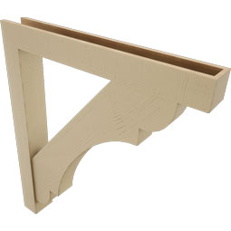 Ekena Millwork - BKTUR0554X42X48OLY05RCPR - Timberthane Faux Wood Olympic Style Bracket w/ Offset Brace, Block Ends, 5 1/2"W x 42"D x 48"H, Primed Tan