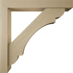 Ekena Millwork - BKTUR0554X44X44OLY05RCPR - Timberthane Faux Wood Olympic Style Bracket w/ Offset Brace, Block Ends, 5 1/2"W x 44"D x 44"H, Primed Tan