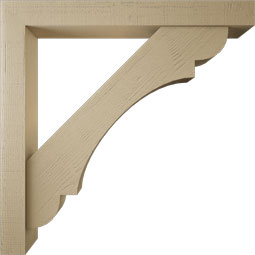 Ekena Millwork - BKTUR0554X46X46OLY05RCPR - Timberthane Faux Wood Olympic Style Bracket w/ Offset Brace, Block Ends, 5 1/2"W x 46"D x 46"H, Primed Tan