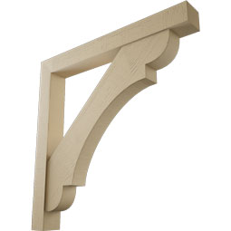 Ekena Millwork - BKTUR0554X46X46OLY05RCPR - Timberthane Faux Wood Olympic Style Bracket w/ Offset Brace, Block Ends, 5 1/2"W x 46"D x 46"H, Primed Tan