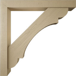 Ekena Millwork - BKTUR0554X48X48OLY05RCPR - Timberthane Faux Wood Olympic Style Bracket w/ Offset Brace, Block Ends, 5 1/2"W x 48"D x 48"H, Primed Tan