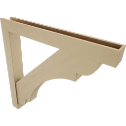 Ekena Millwork - BKTUR0554X48X48OLY05RCPR - Timberthane Faux Wood Olympic Style Bracket w/ Offset Brace, Block Ends, 5 1/2"W x 48"D x 48"H, Primed Tan